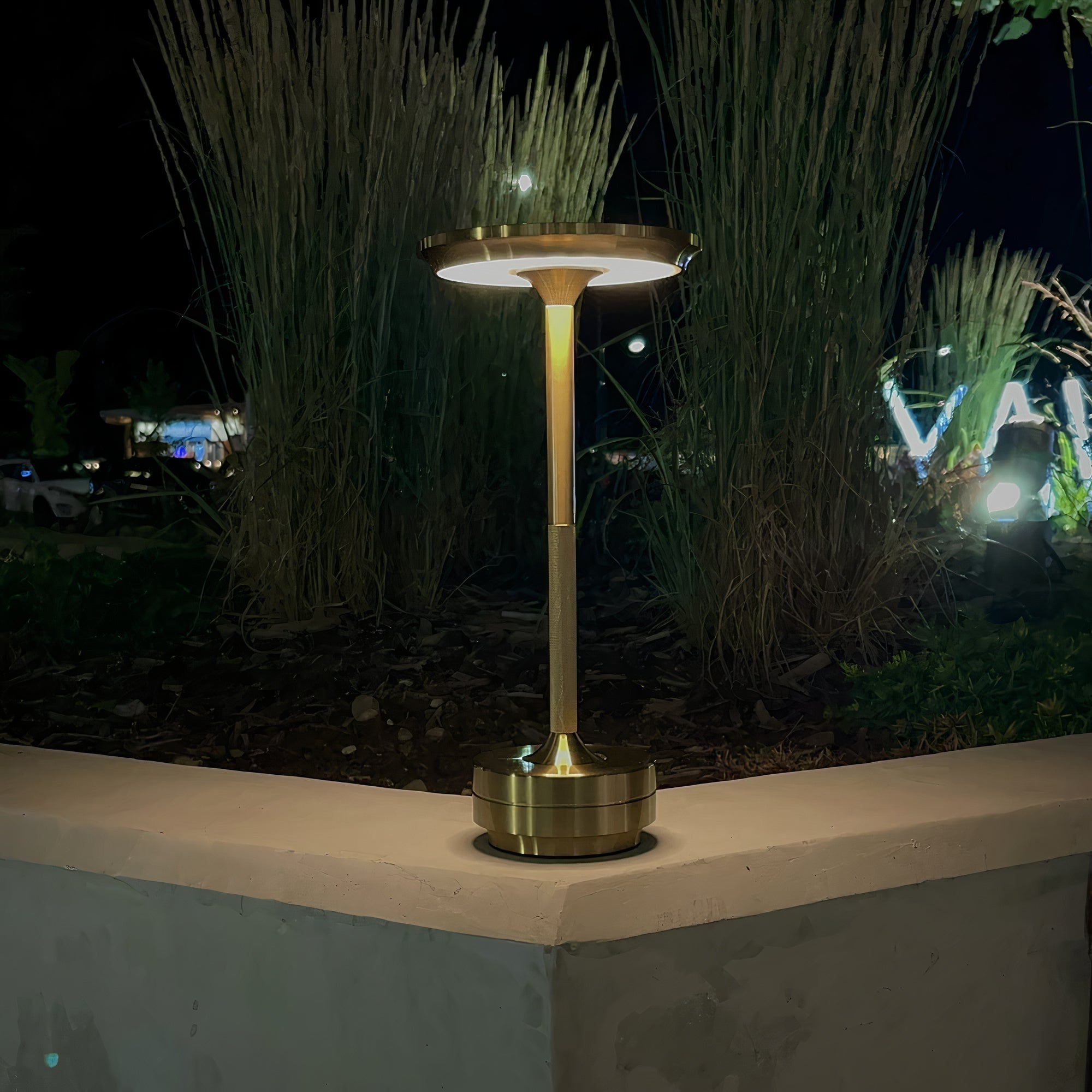 Cordless Rechargeable LED Touch Table Lamp with Knurled Metal Base