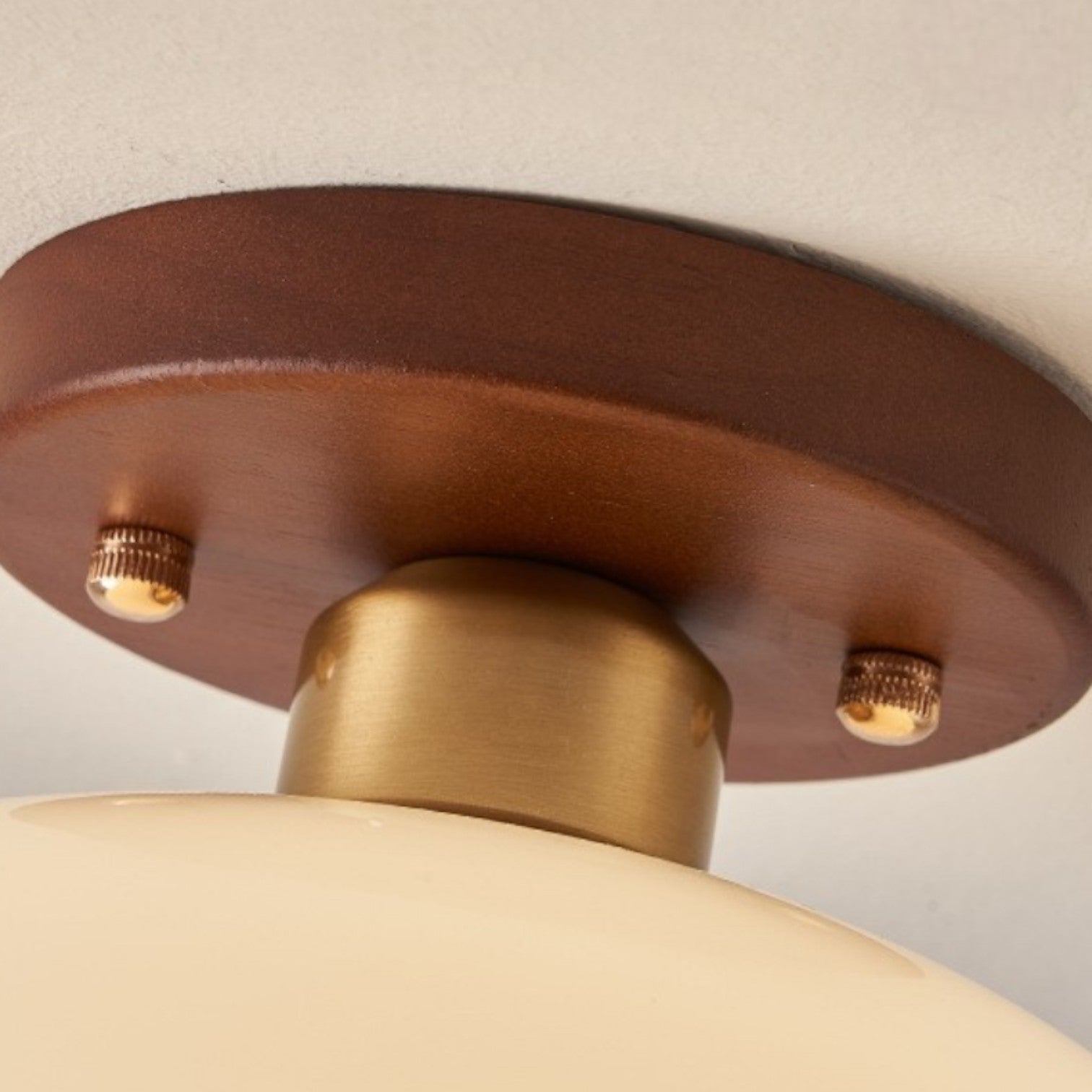 Cream Glass Flush Mount Ceiling Light E27 for Low Ceilings