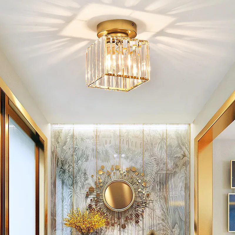 Crystal Flush Mount Ceiling Light with Metal Frame