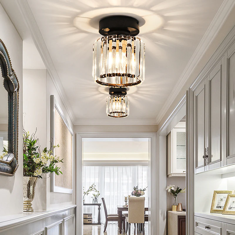 Crystal Flush Mount Ceiling Light with Metal Frame