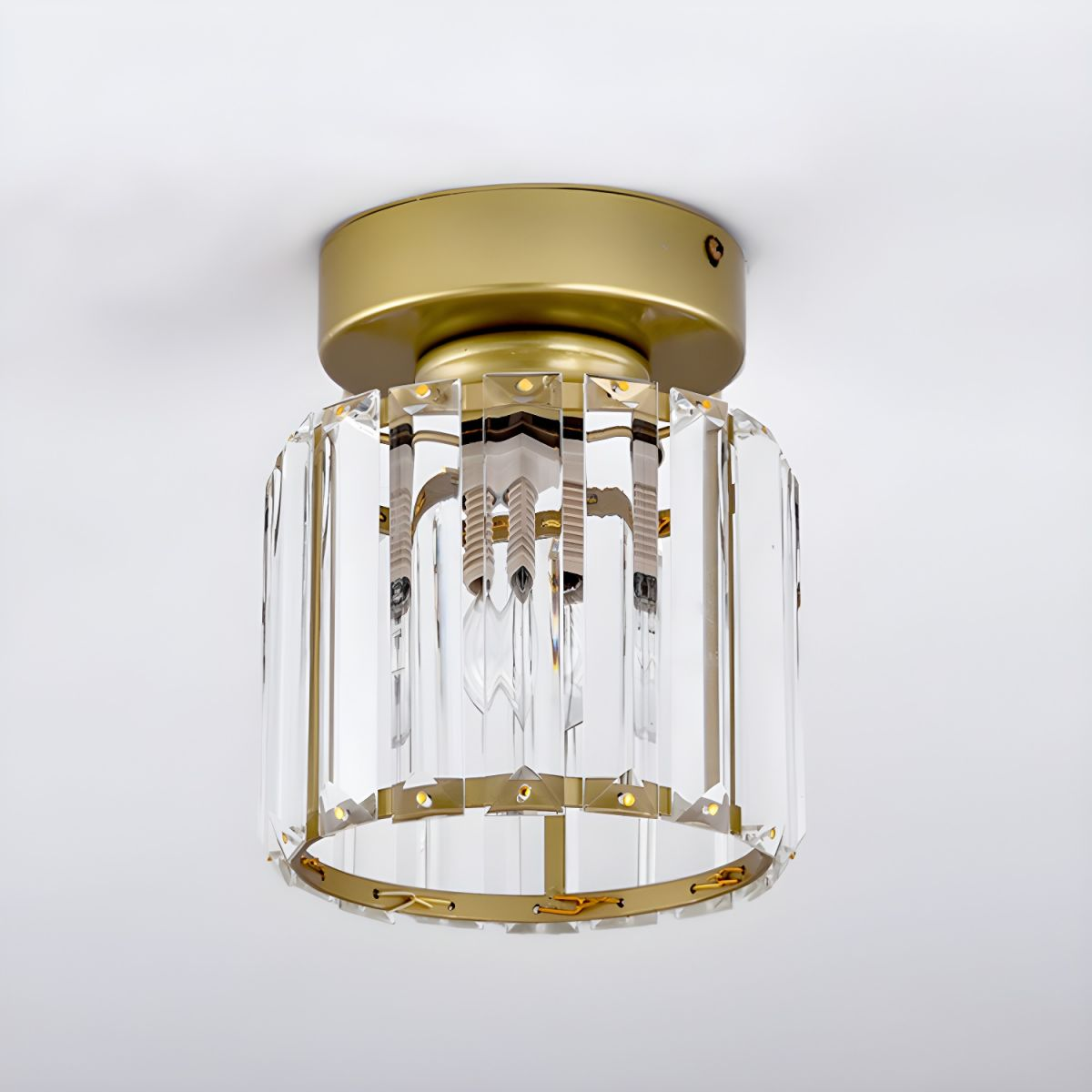 Crystal Flush Mount Ceiling Light with Metal Frame