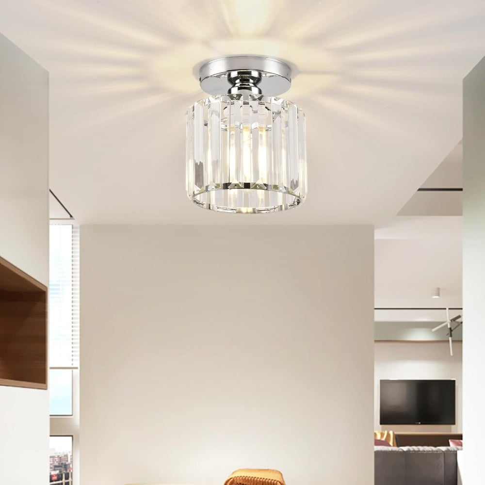 Crystal Flush Mount Ceiling Light with Metal Frame