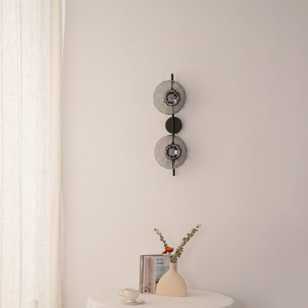 Wall Light Sconce Rippled Glass Cylinder Nordic Bedroom Hallway Living Room