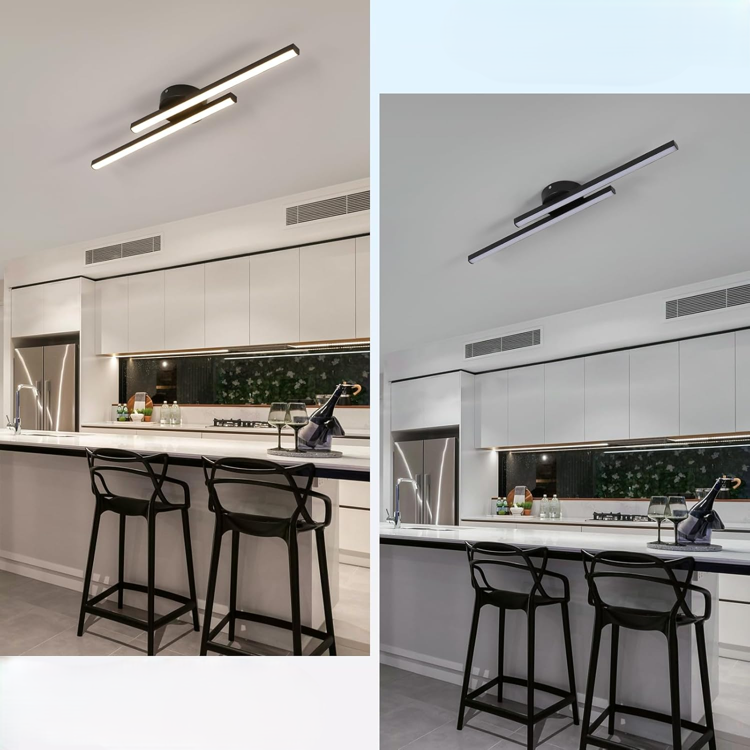 Linear LED Flush Mount Double Bar Ceiling Light