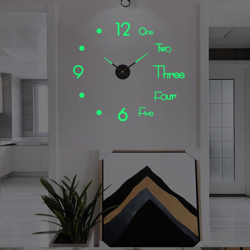 Frameless Wall Clock with 3D Numbers