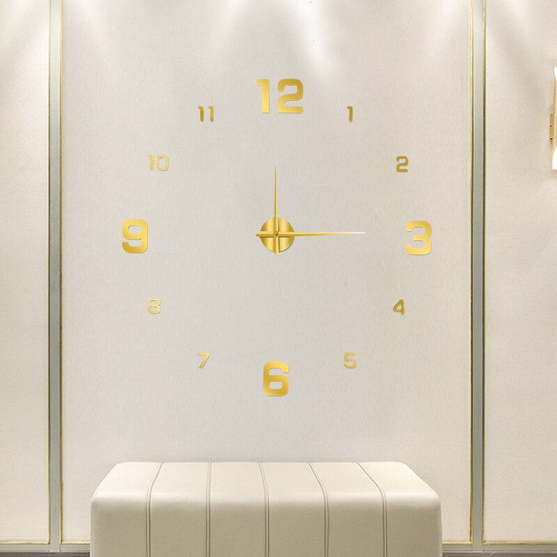 Frameless Wall Clock with 3D Numbers