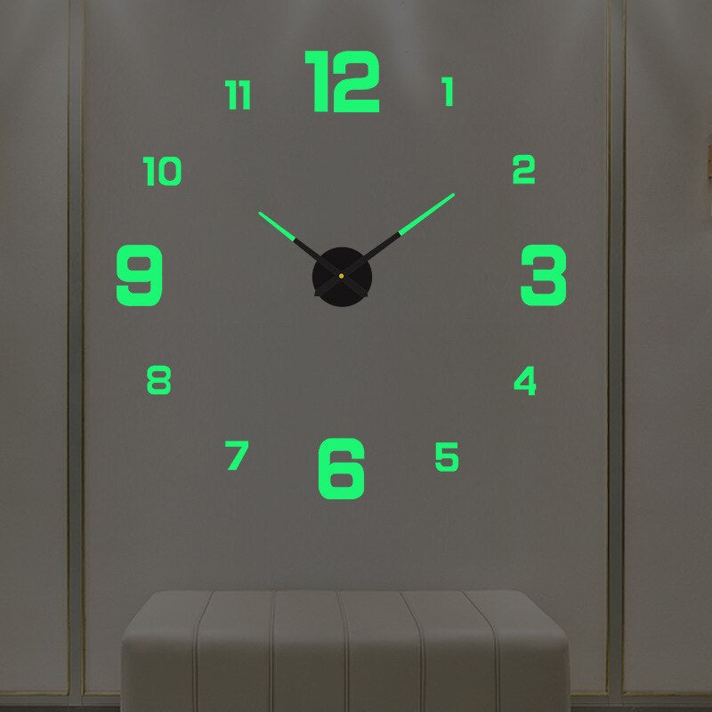 Frameless Wall Clock with 3D Numbers