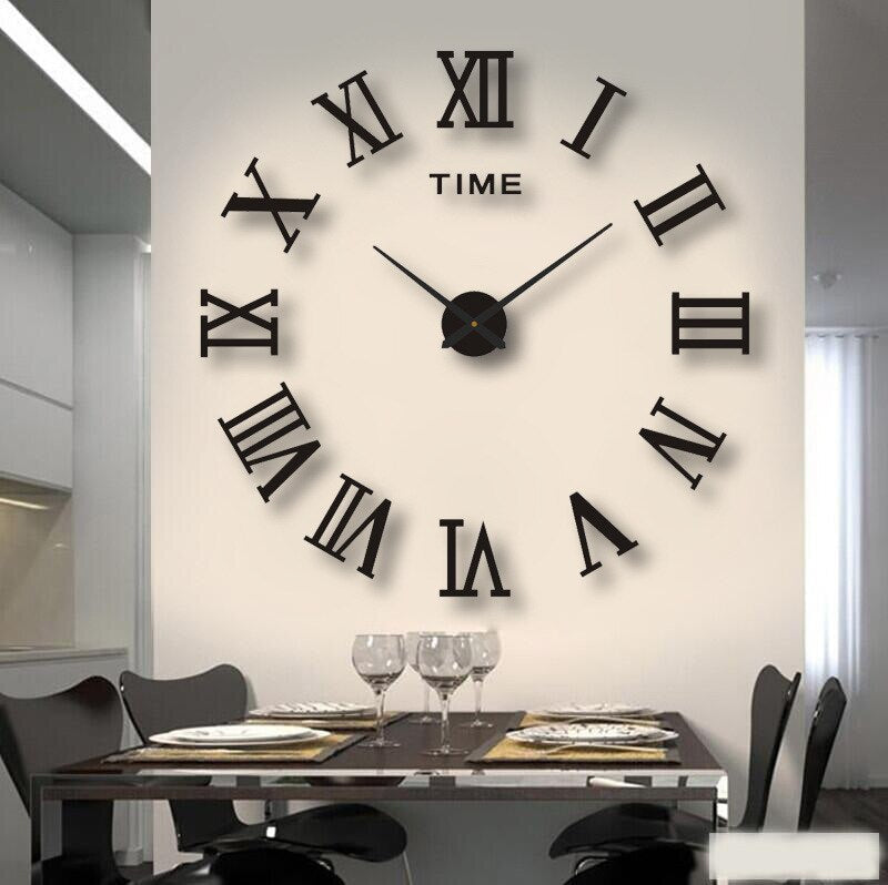 Frameless Wall Clock with 3D Numbers
