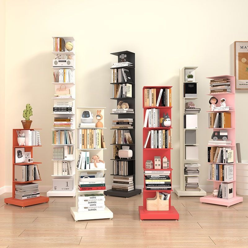 Vertical Metal Bookcase Freestanding Book Tower Bookshelf
