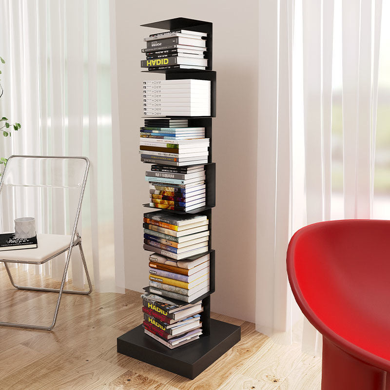 Vertical Metal Bookcase Freestanding Book Tower Bookshelf