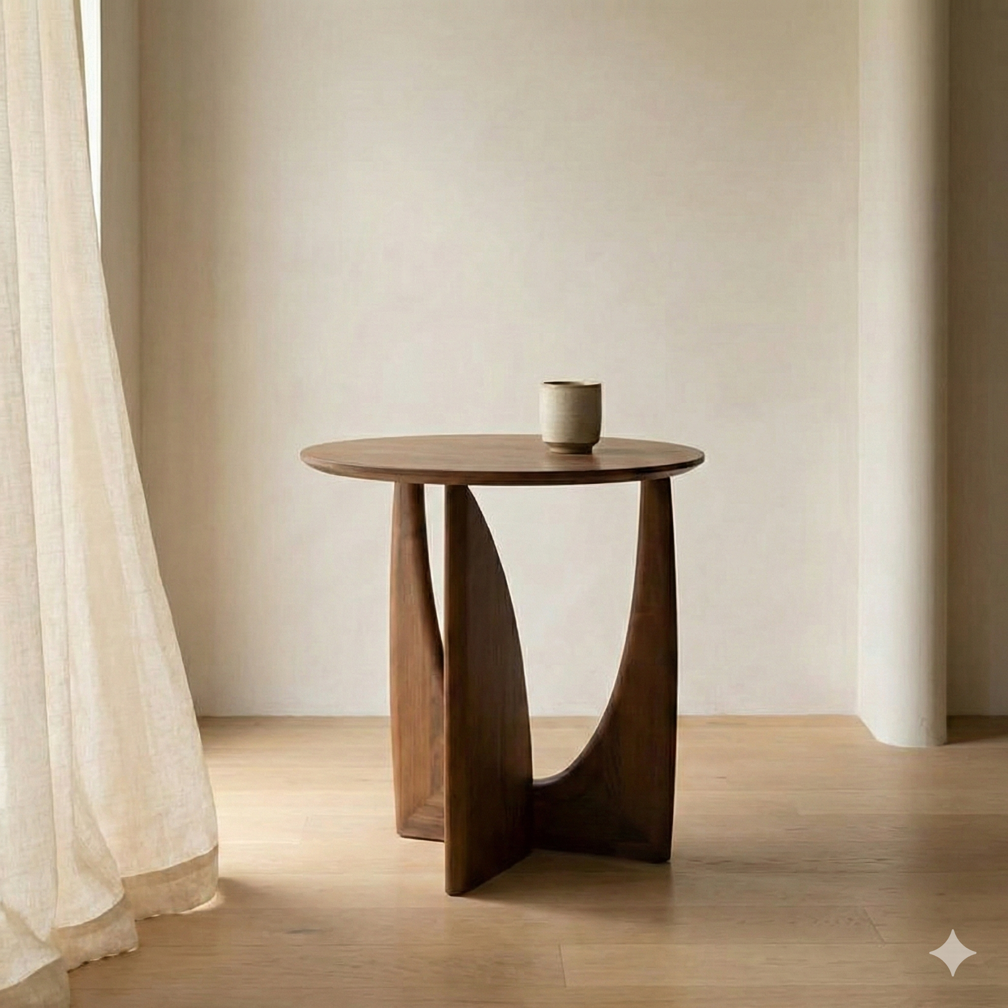 Solid Wood Round Side Table 50 cm Scandinavian Design