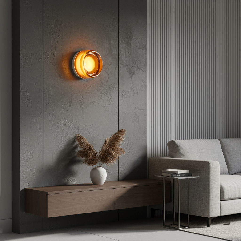 Wall Light LED Dimple Glass Dusk To Dawn Sensor Minimalist Bedroom Hallway