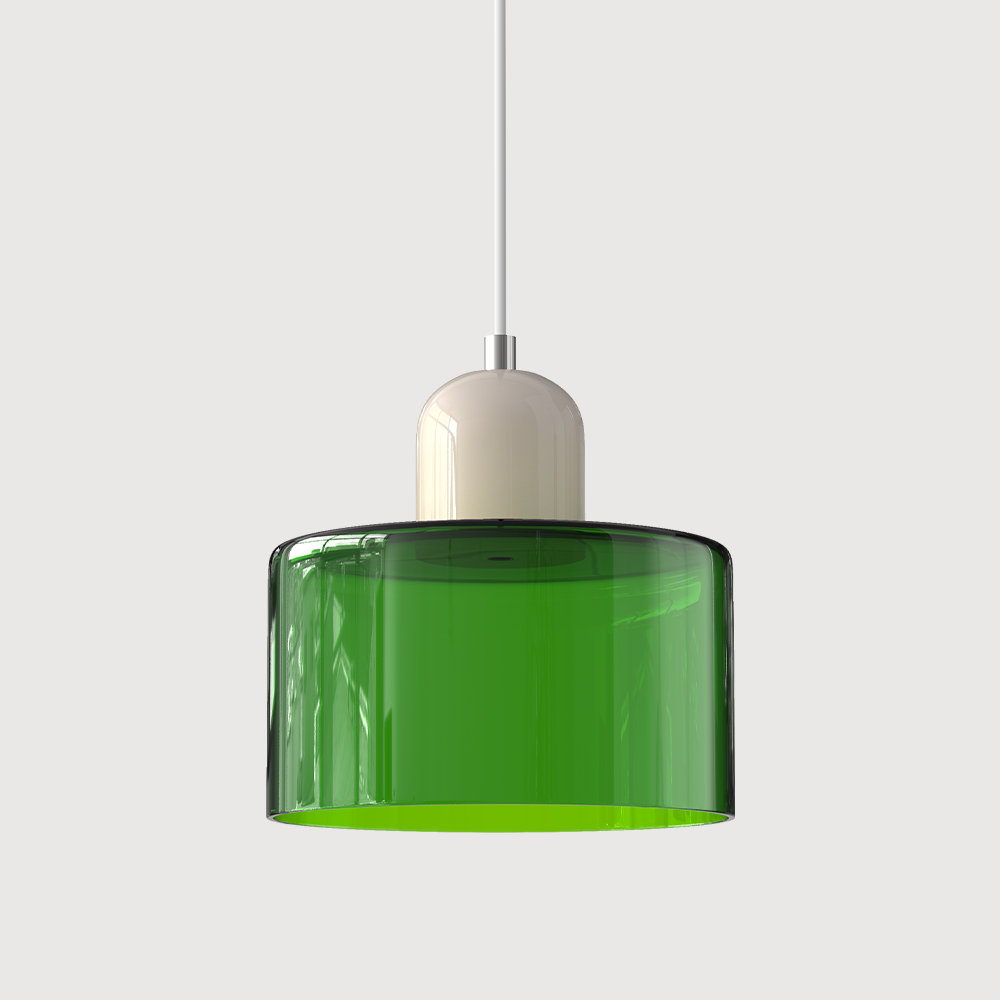 Glass Pendant Light Hanging Ceiling Lamp Cylinder Shade