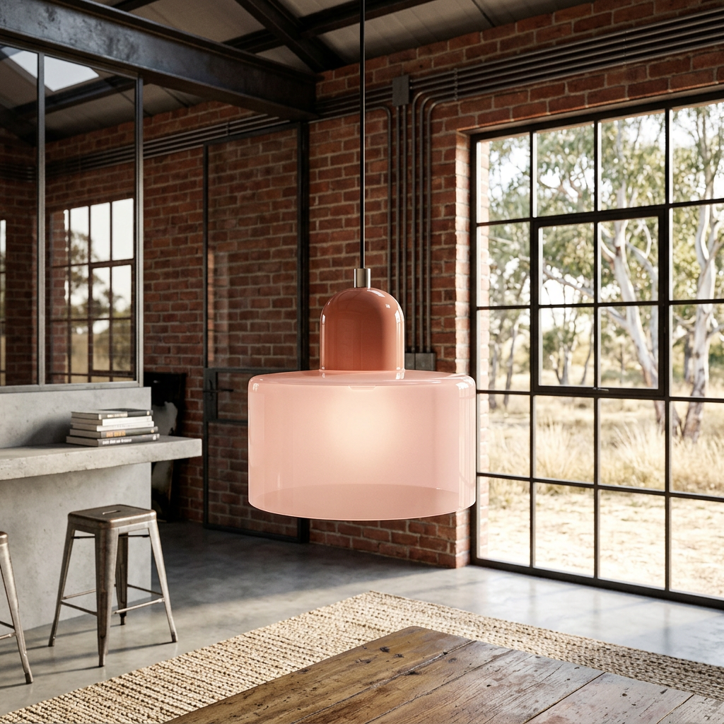 Glass Pendant Light Hanging Ceiling Lamp Cylinder Shade