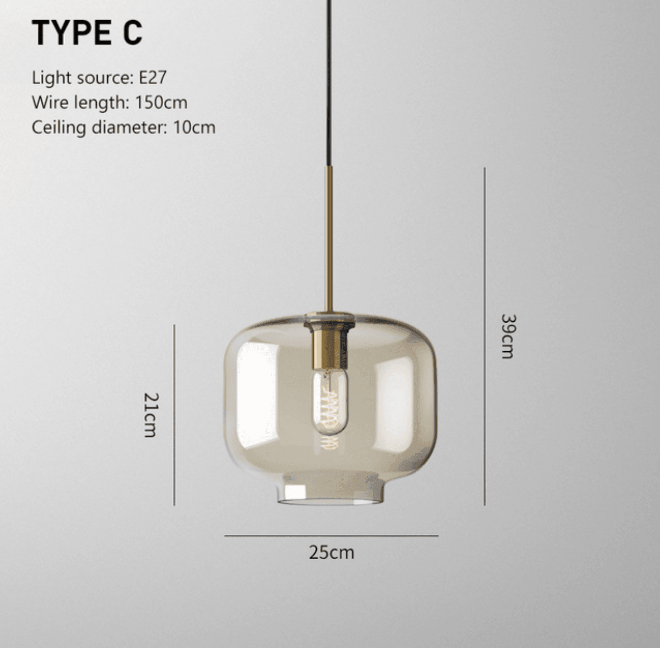 Glass Pendant Light with Metal Fixture