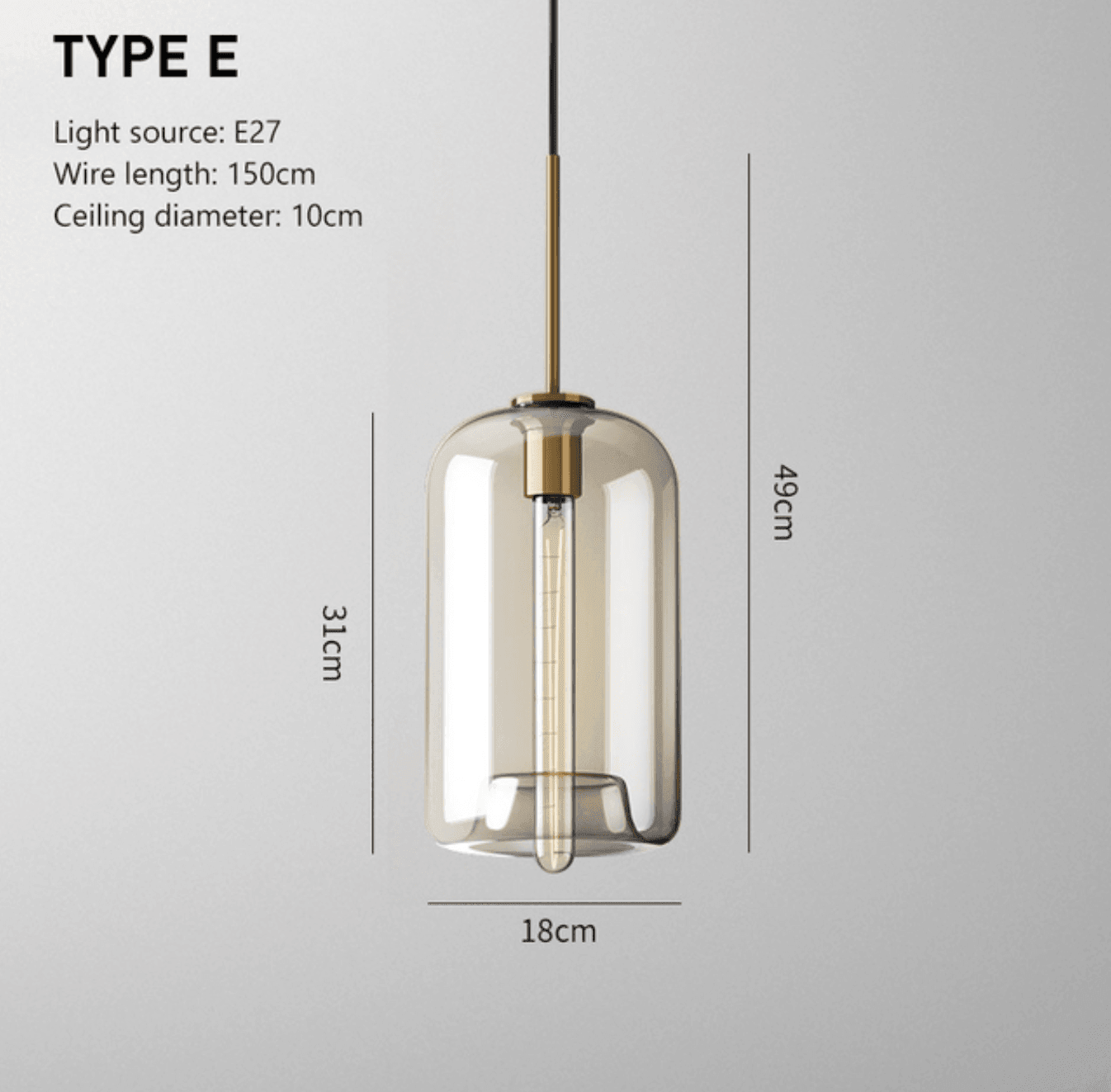 Glass Pendant Light with Metal Fixture