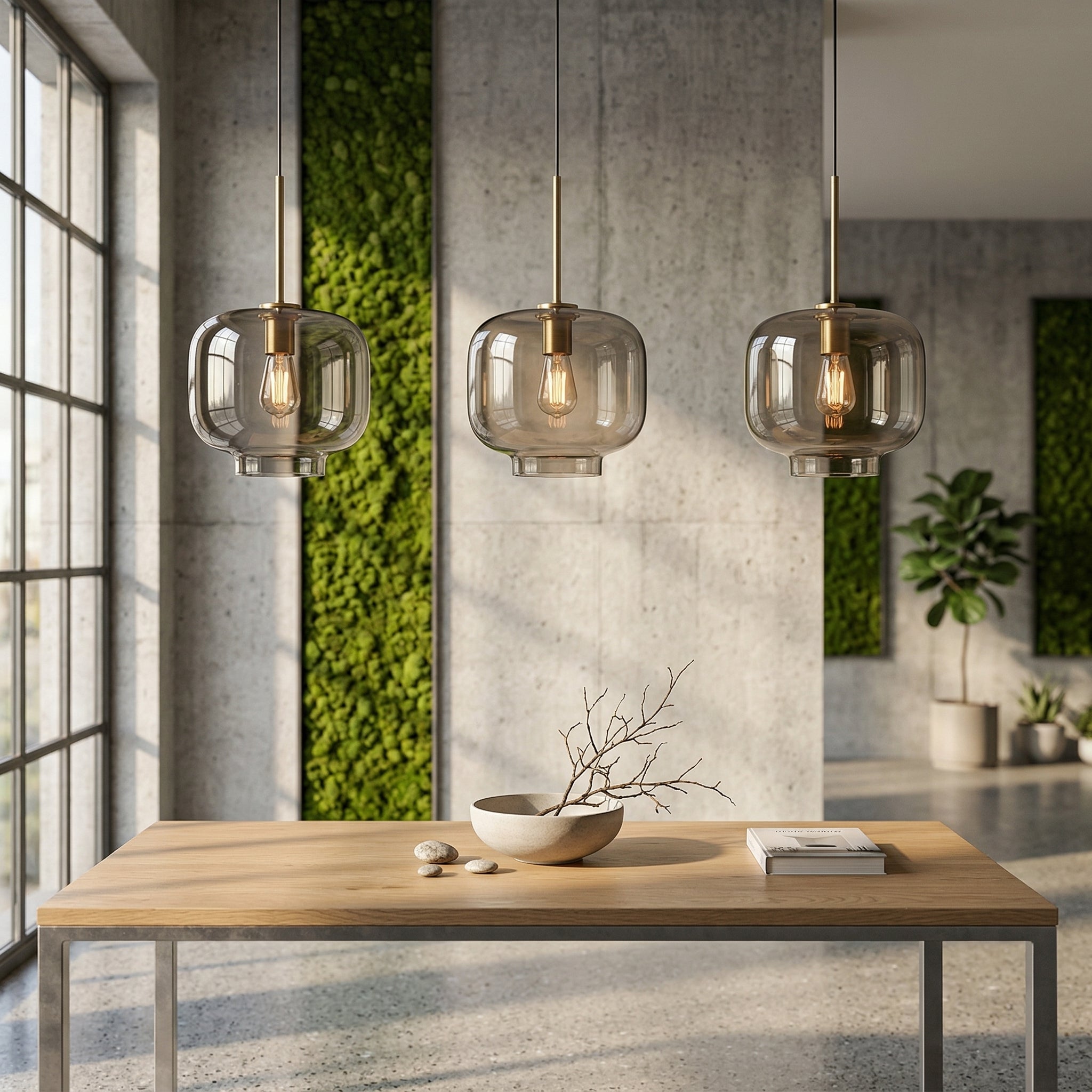Glass Pendant Light with Metal Fixture