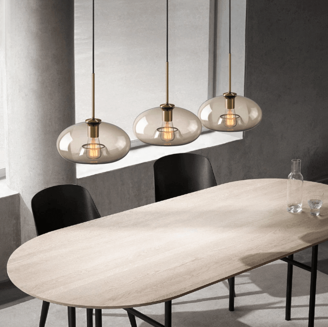 Glass Pendant Light with Metal Fixture