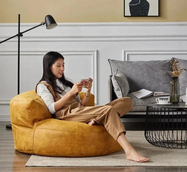 Bean Bag Sofa Cover Ergonomic Lounge Seat with Matching Stools