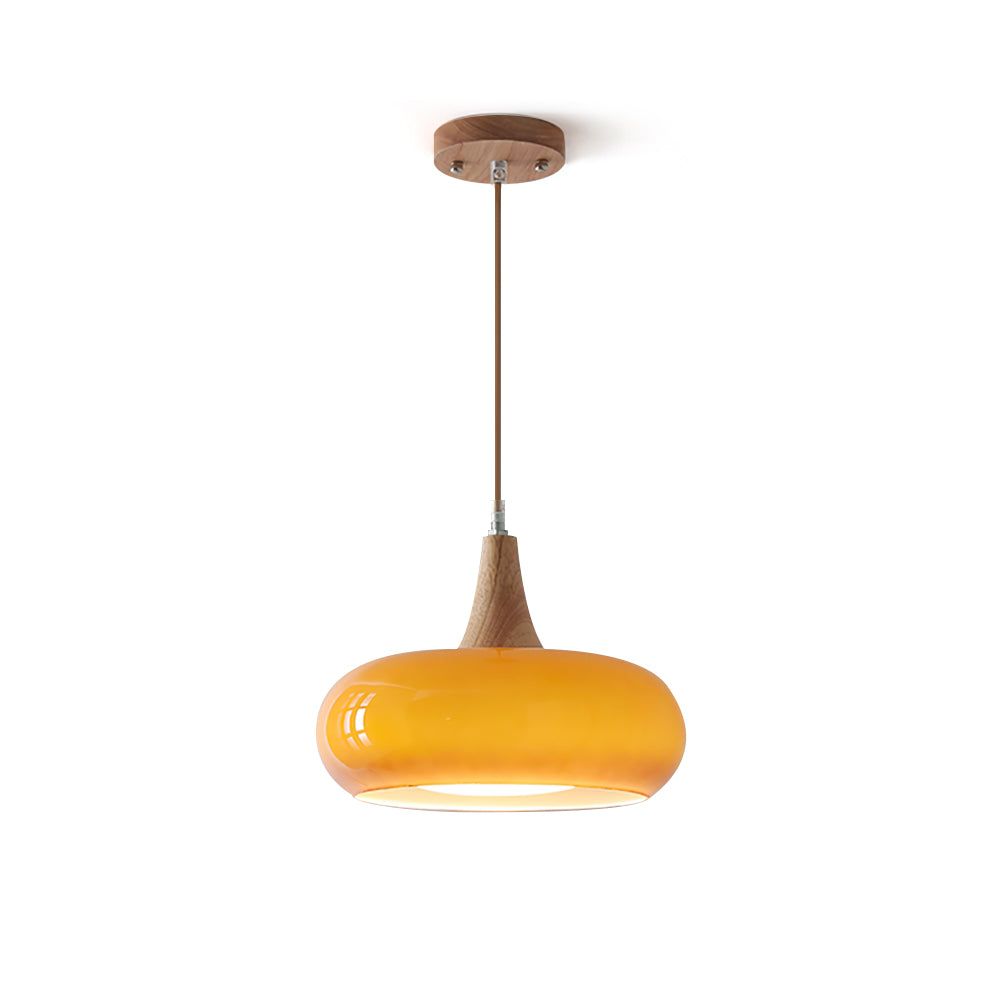 Glass Pendant Light Glossy Dome Shade Hanging Light