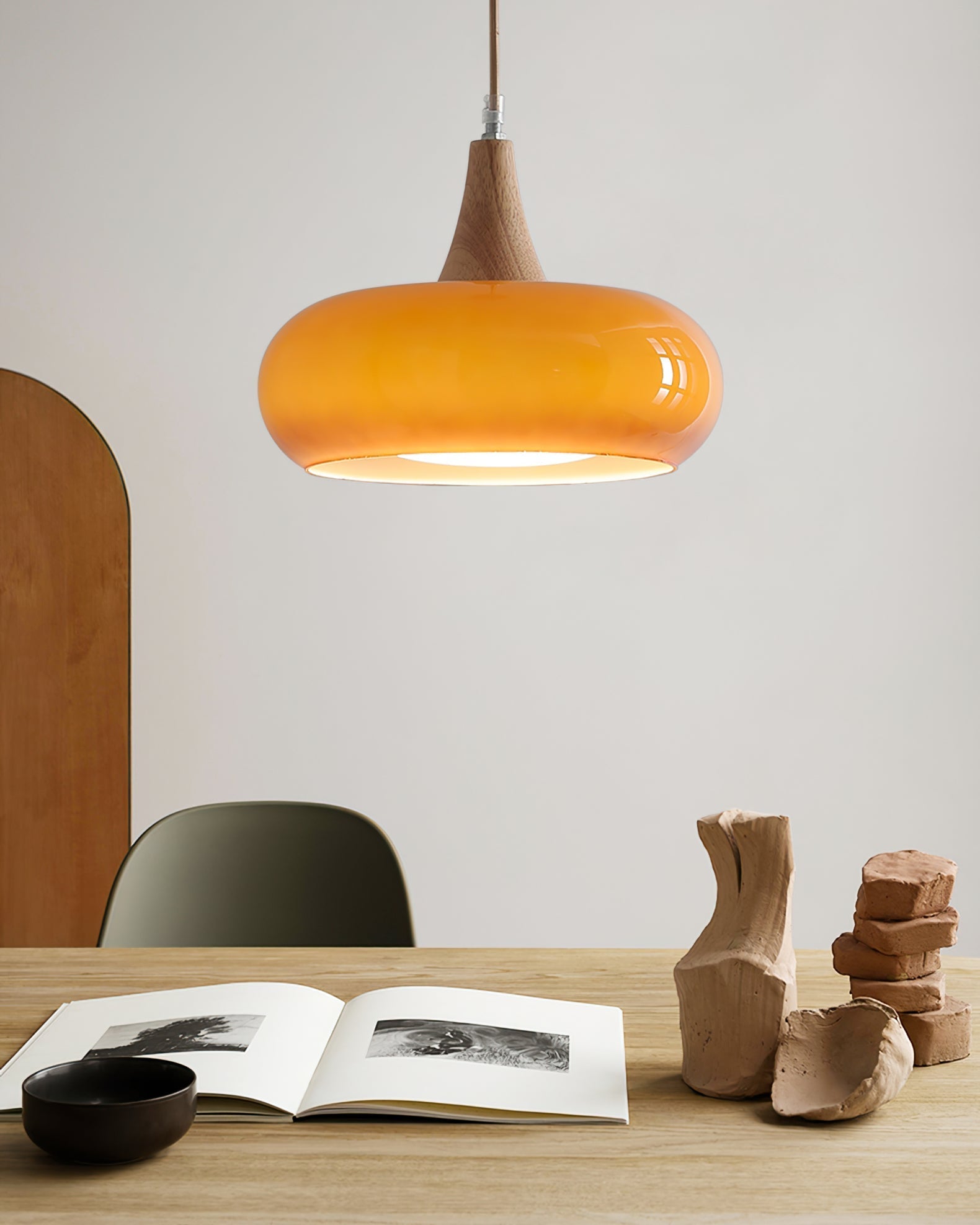 Glass Pendant Light Glossy Dome Shade Hanging Light