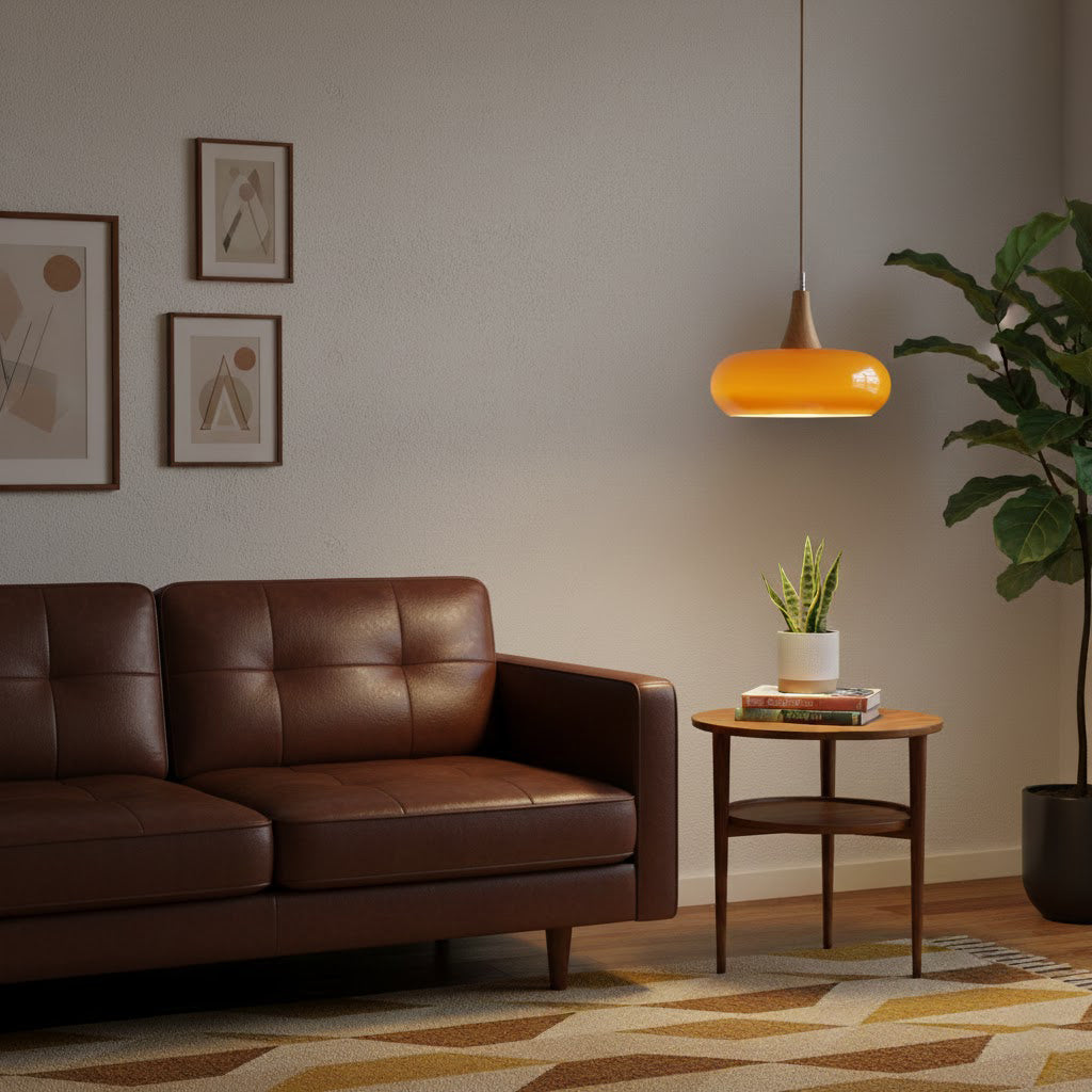 Glass Pendant Light Glossy Dome Shade Hanging Light