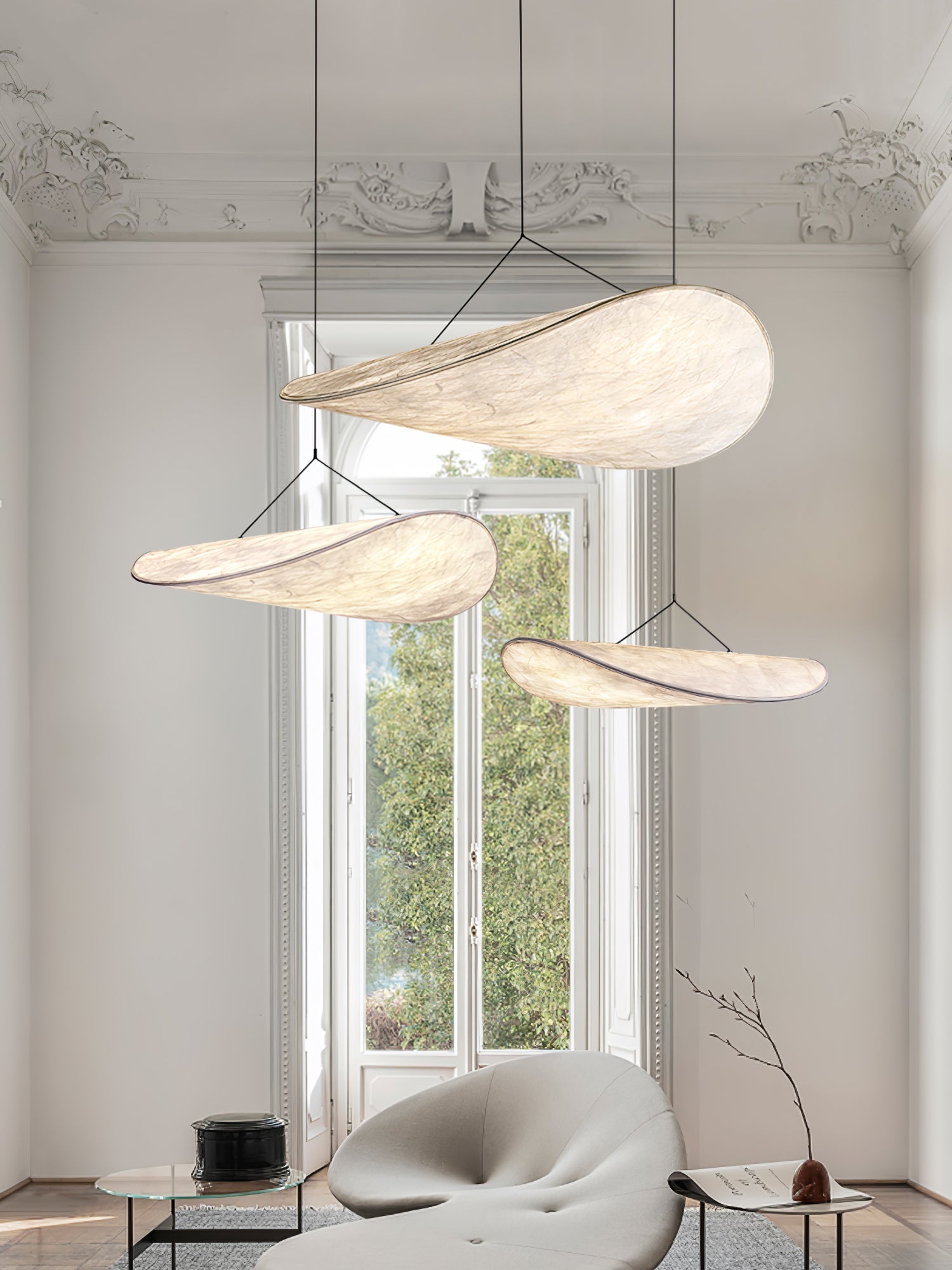 Fabric Pendant Light Hanging Ceiling Light Oval Shade
