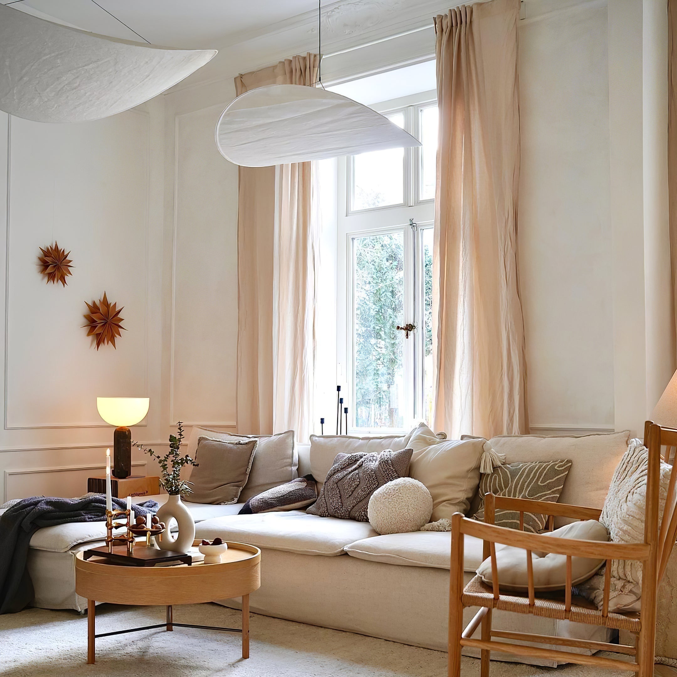 Fabric Pendant Light Hanging Ceiling Light Oval Shade