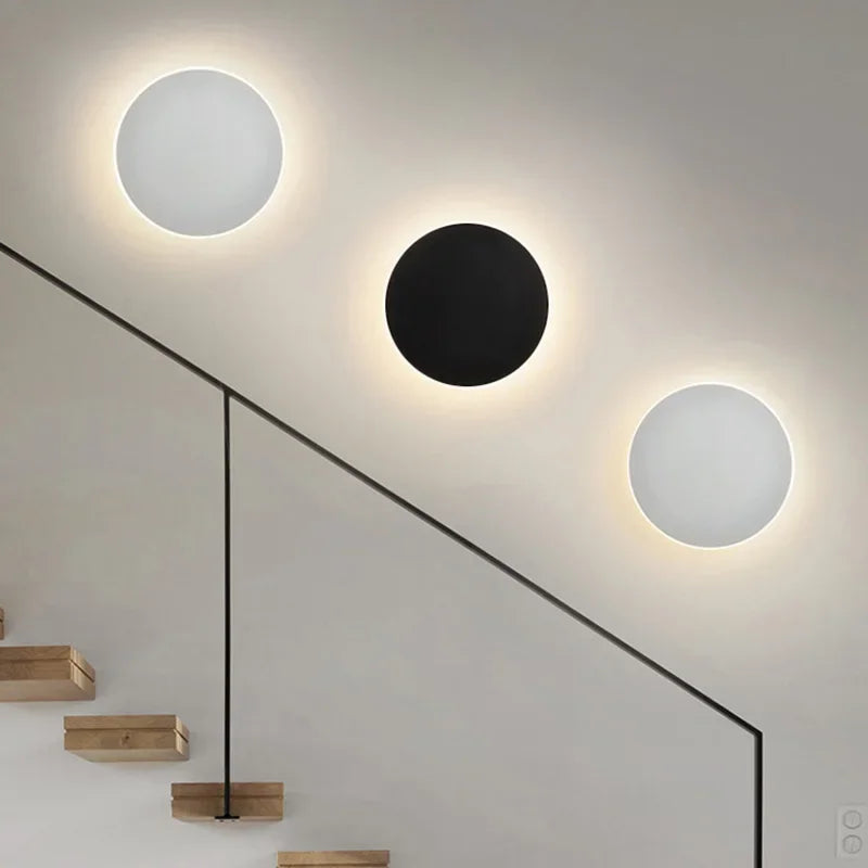 Wall Light LED Round Aluminium Touch Switch Minimalist Bedroom Hallway Stairway