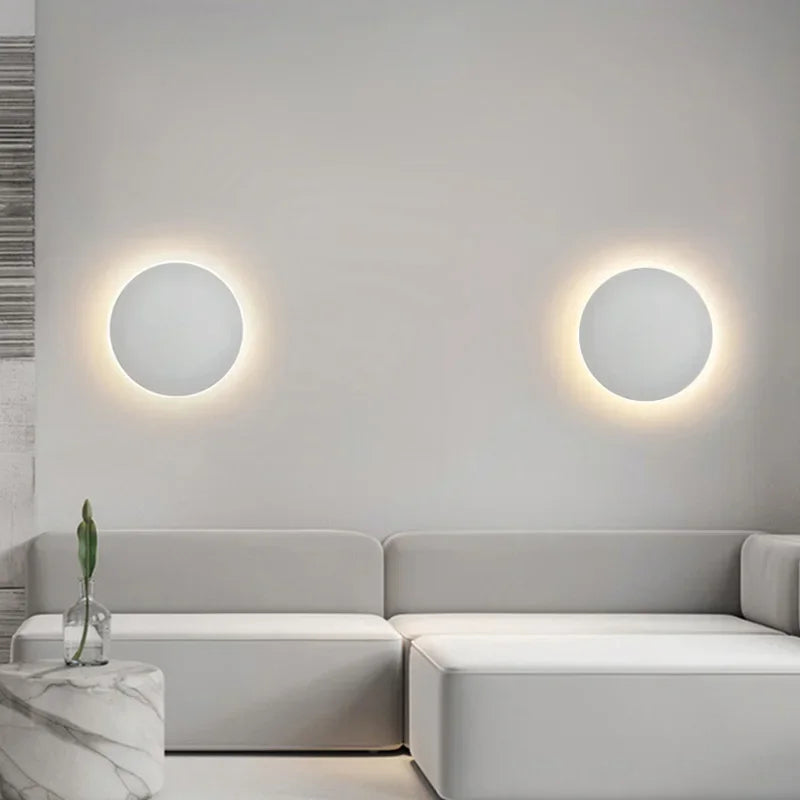 Wall Light LED Round Aluminium Touch Switch Minimalist Bedroom Hallway Stairway
