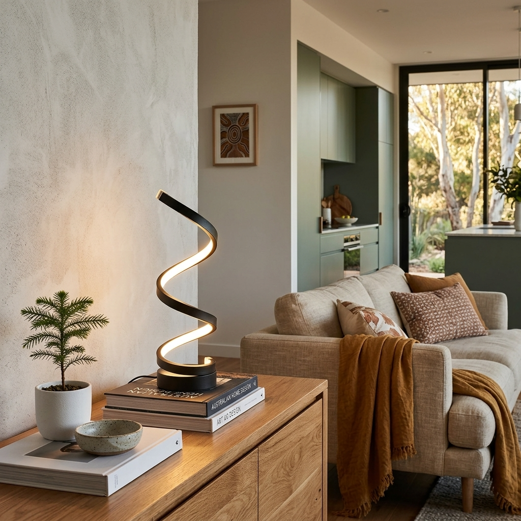 LED Table Lamp with Spiral Light Strip Design