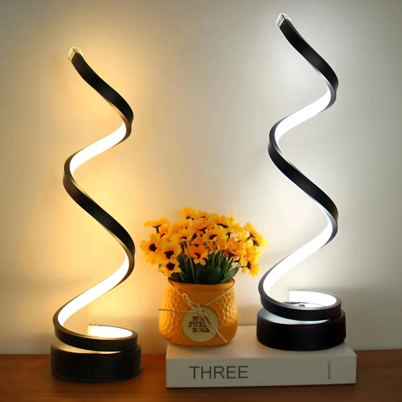LED Table Lamp with Spiral Light Strip Design