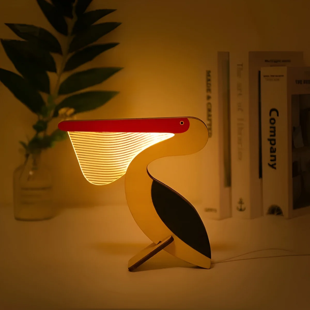 LED Table Lamp with Wooden Toucan Design