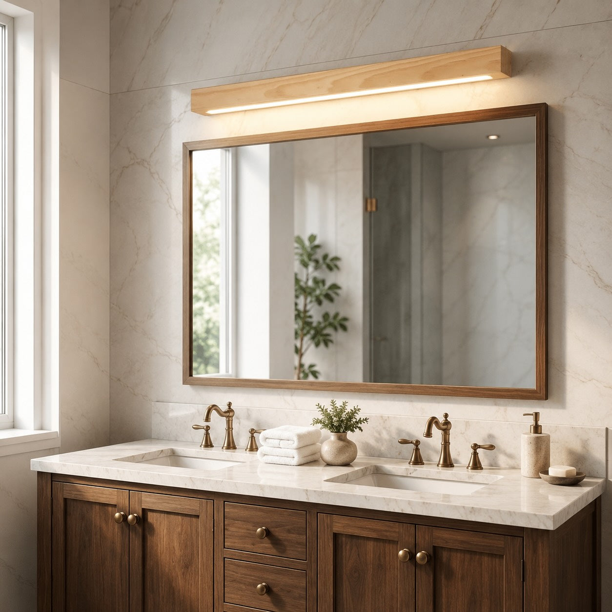 Linear Wood Wall Light with Integrated LED