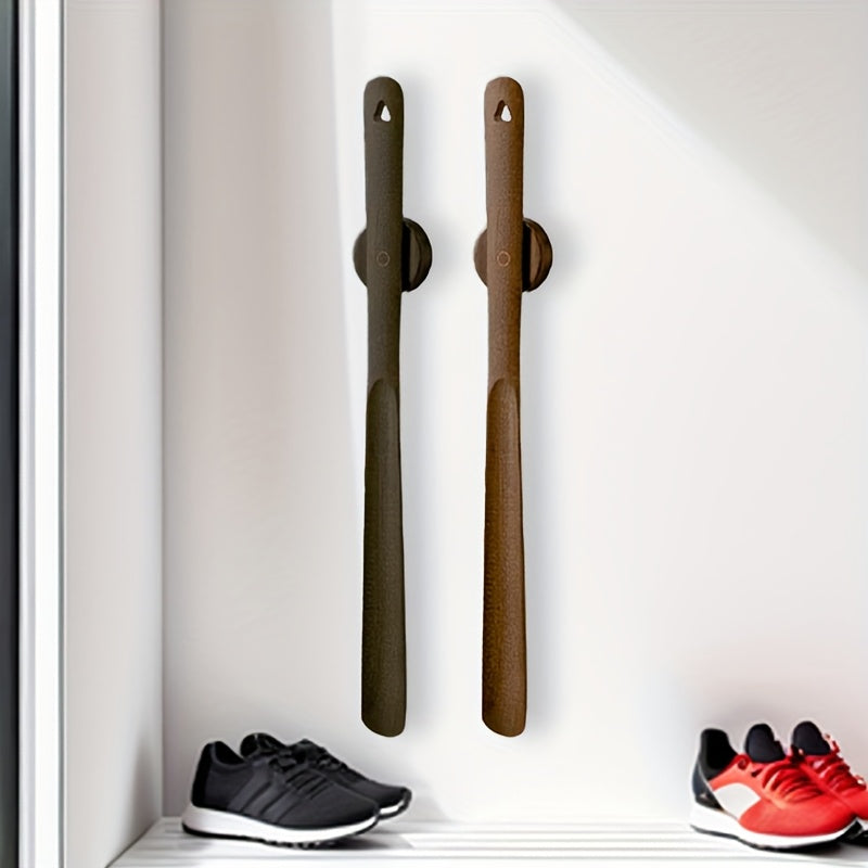 Magnetic Long Handle Wooden Shoehorn with Holder