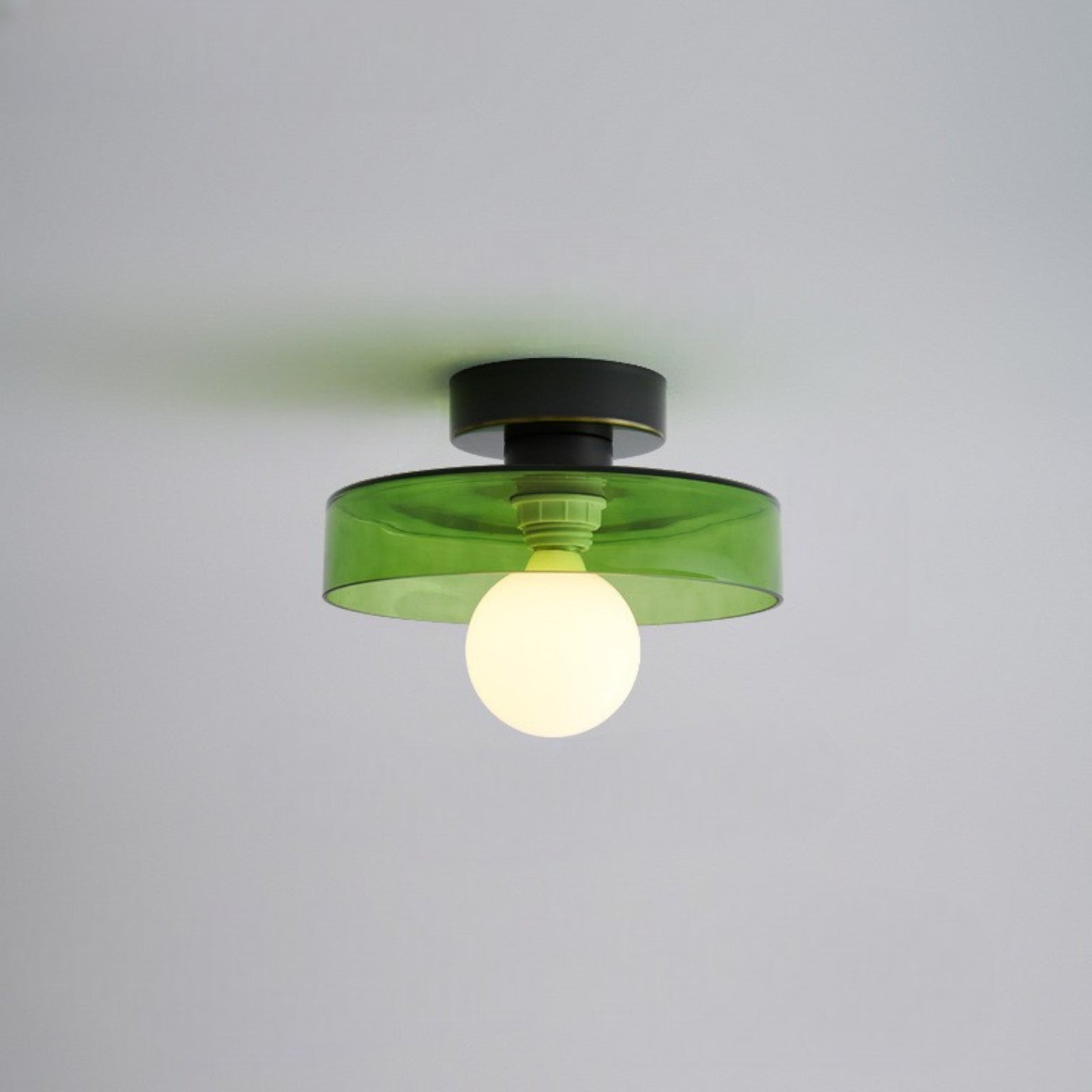 Brass and Glass Flush Mount Ceiling Light G9 Slim Profile