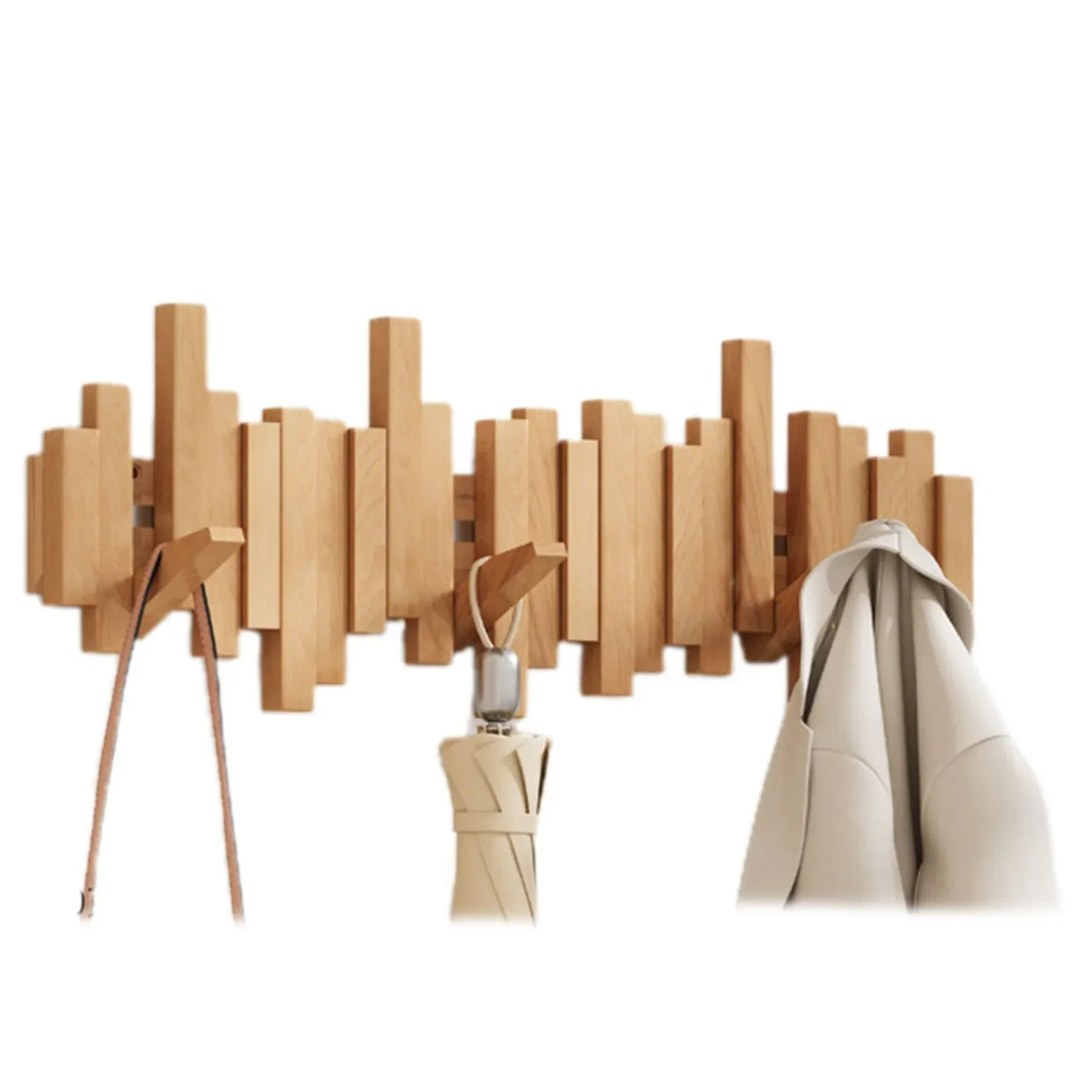 Wall Mounted Wooden Coat Rack Foldable Coat Hook Rack