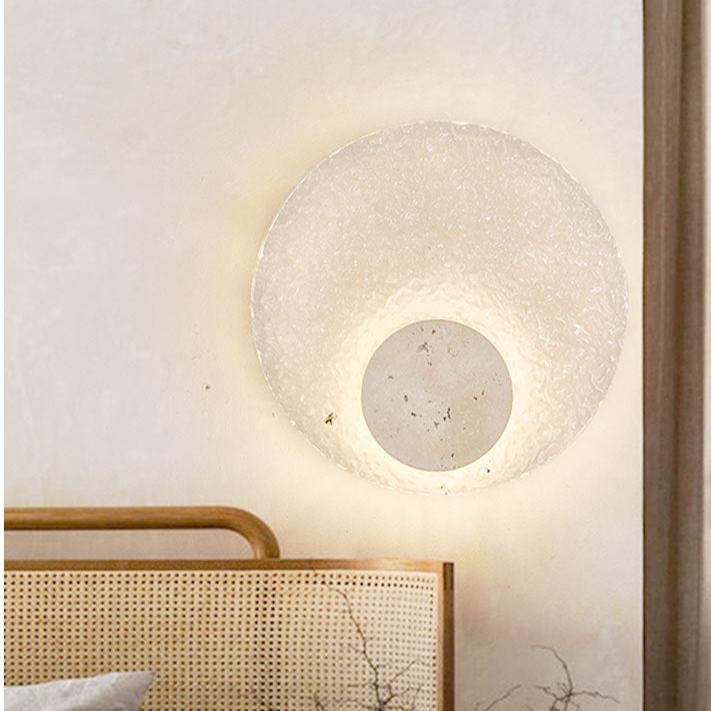 Wall Light Travertine Stone Acrylic Disc Minimalist Living Room Bedroom Hallway