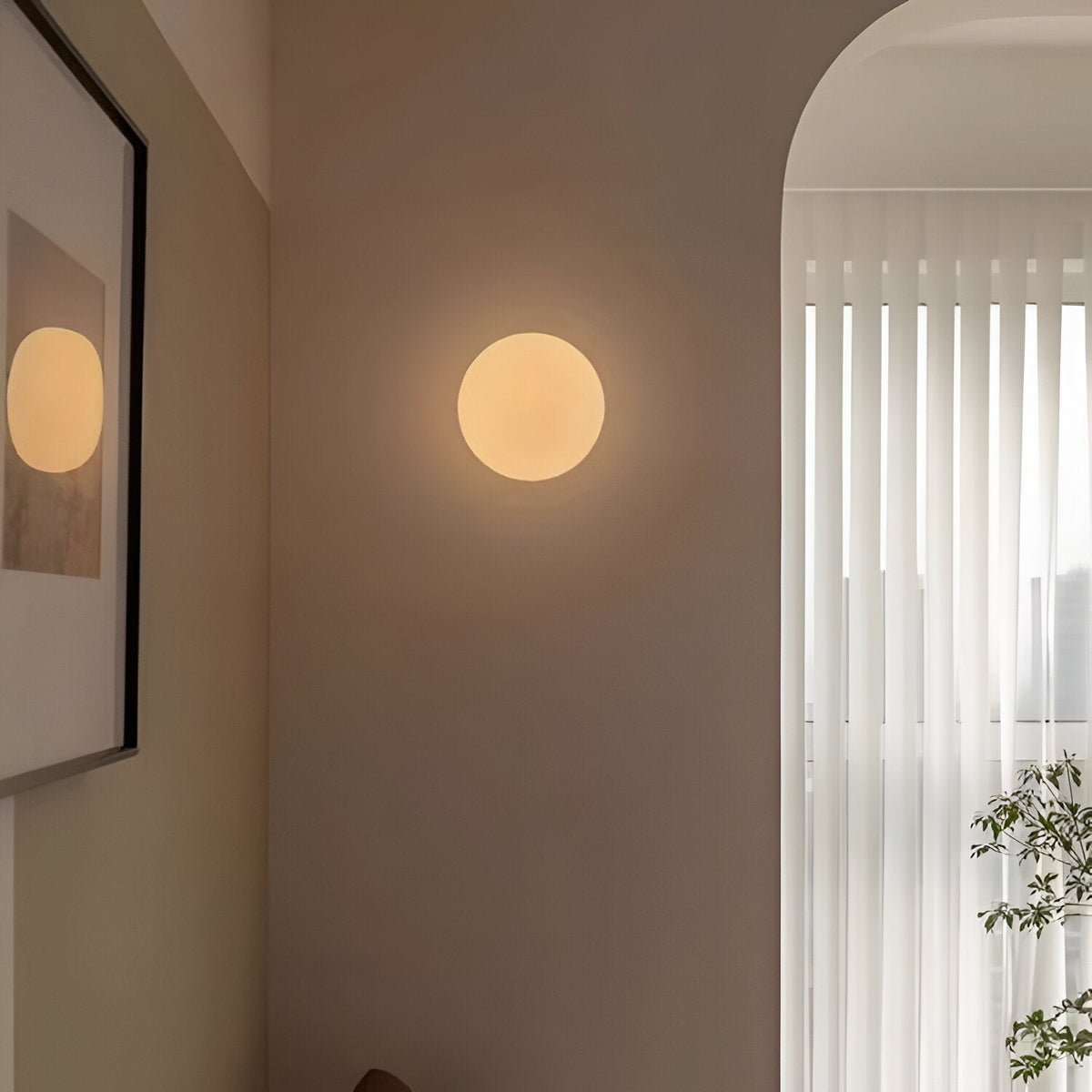 Wall Light Sconce Frosted Glass Globe Minimalist Bedroom Hallway Living Room