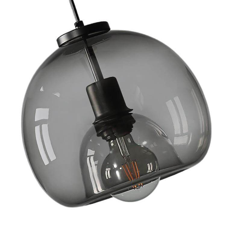 Pendant Light Smoke Grey Hand Blown Glass Dome Minimalist Kitchen Island Dining Bedroom