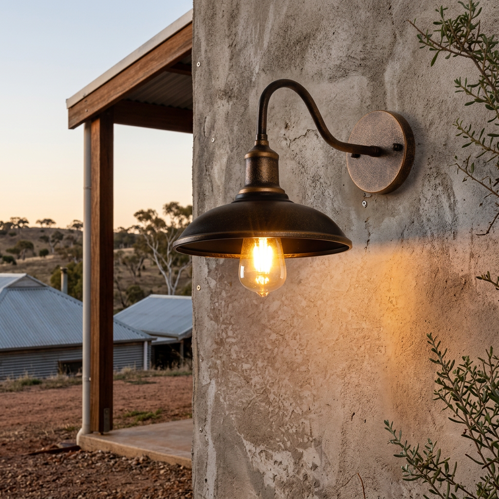 Outdoor Wall Light with Gooseneck Metal Shade