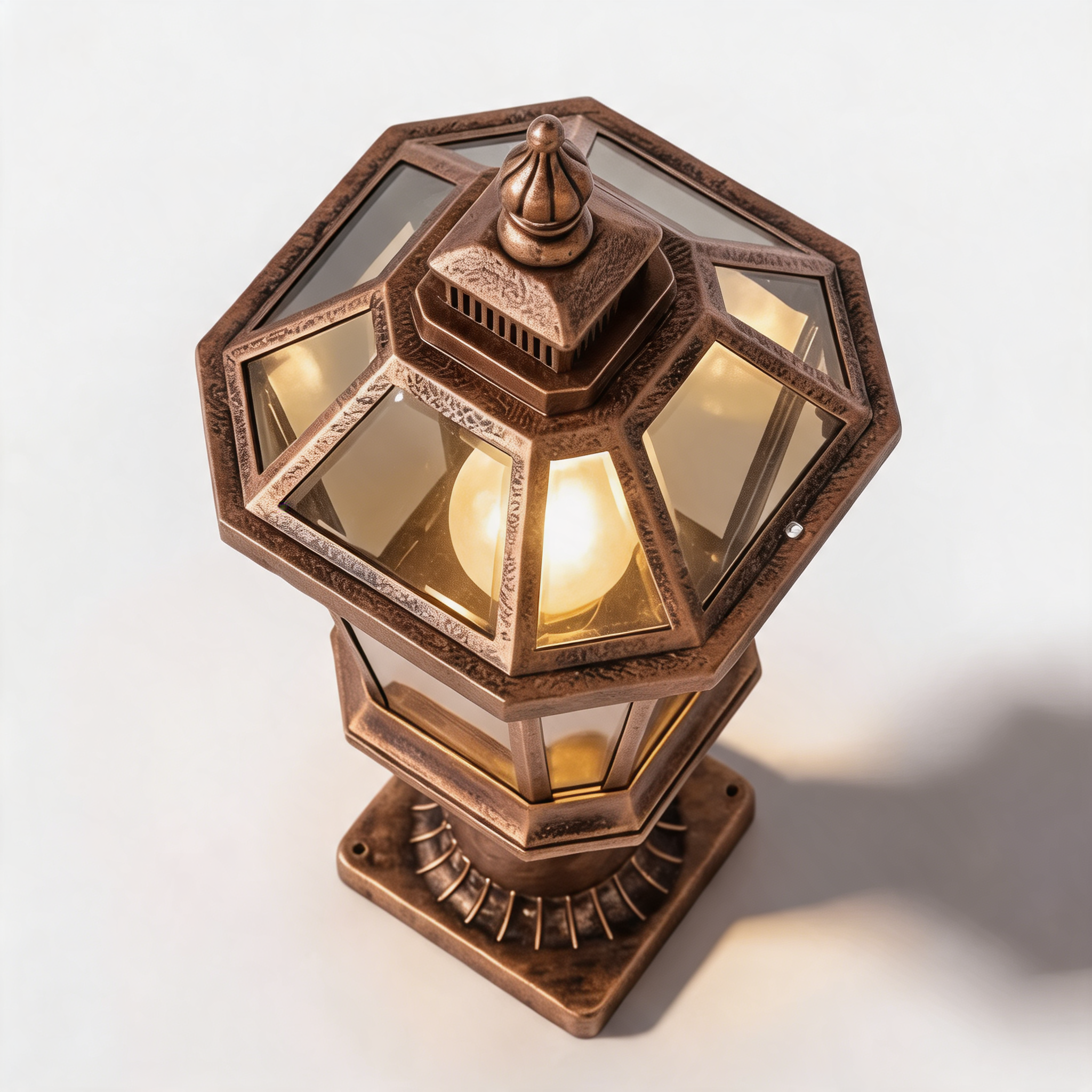 Outdoor Pillar Light with Aluminum Frame and Glass Shade