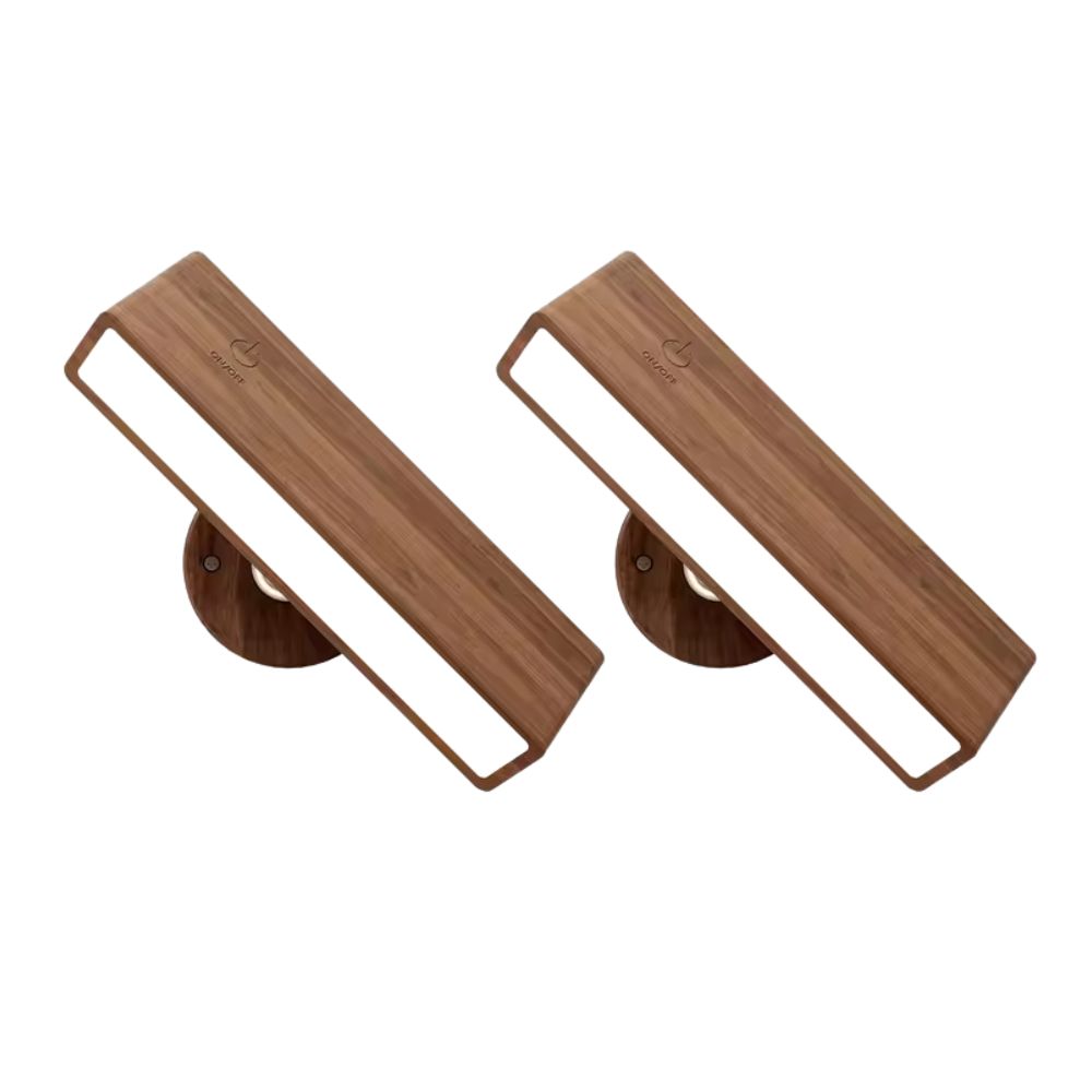 Rechargeable Wall Light Wood Magnetic Mount 360 Rotating Remote Dimmable Type-C Bedside Reading