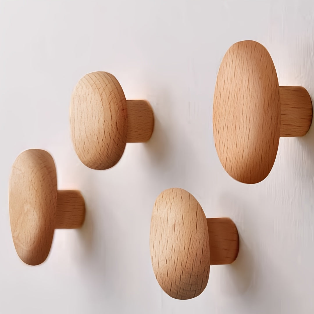 Pebble Shaped Wooden Wall Hooks