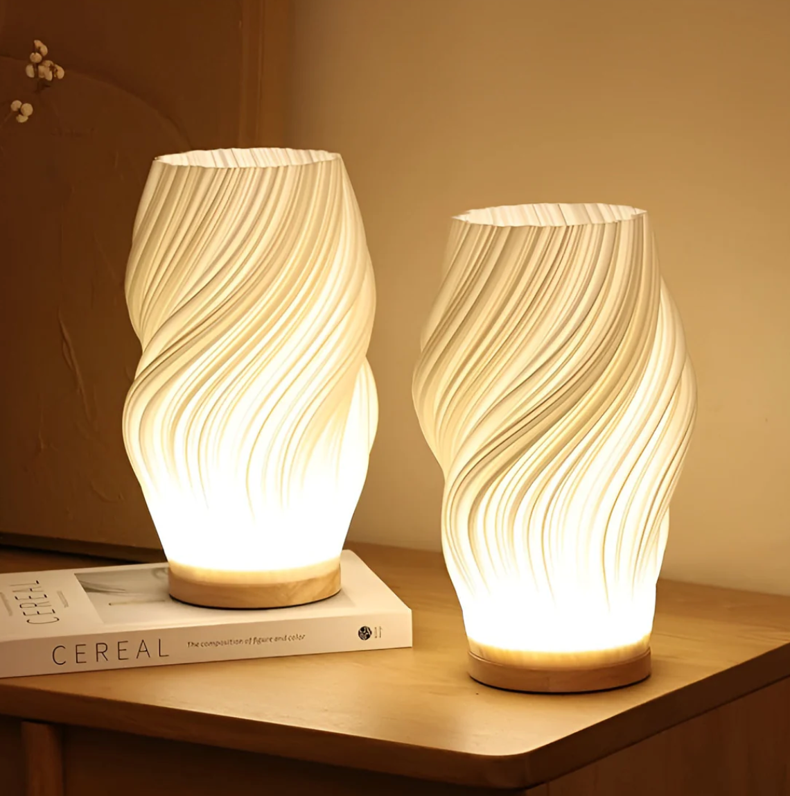 Pleated Twisted Sculptural Table Lamp