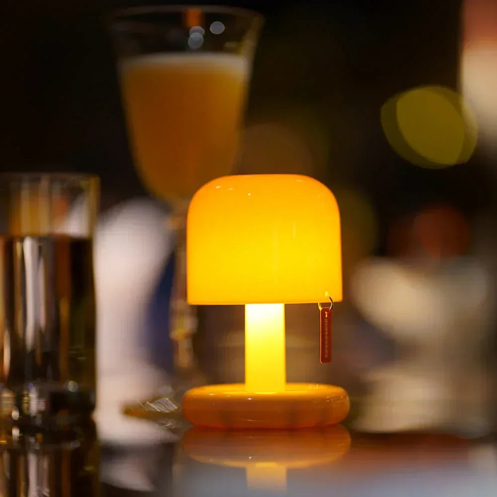 Rechargeable LED Table Lamp with Frosted Dome Shade