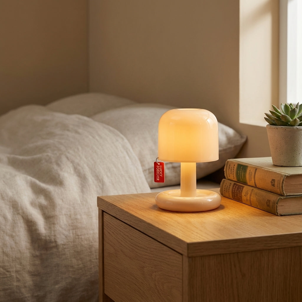 Rechargeable LED Table Lamp with Frosted Dome Shade