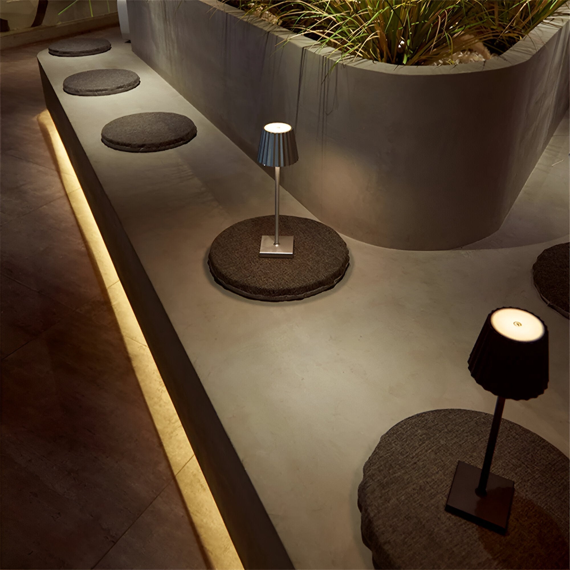 Rechargeable LED Table Lamp with Pleated Shade