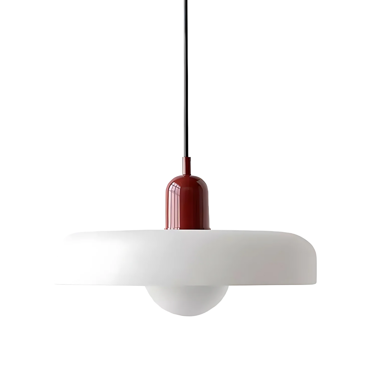 Pendant Light Brushed Metal Coloured Glass Halo Modern Dining Room Bedroom