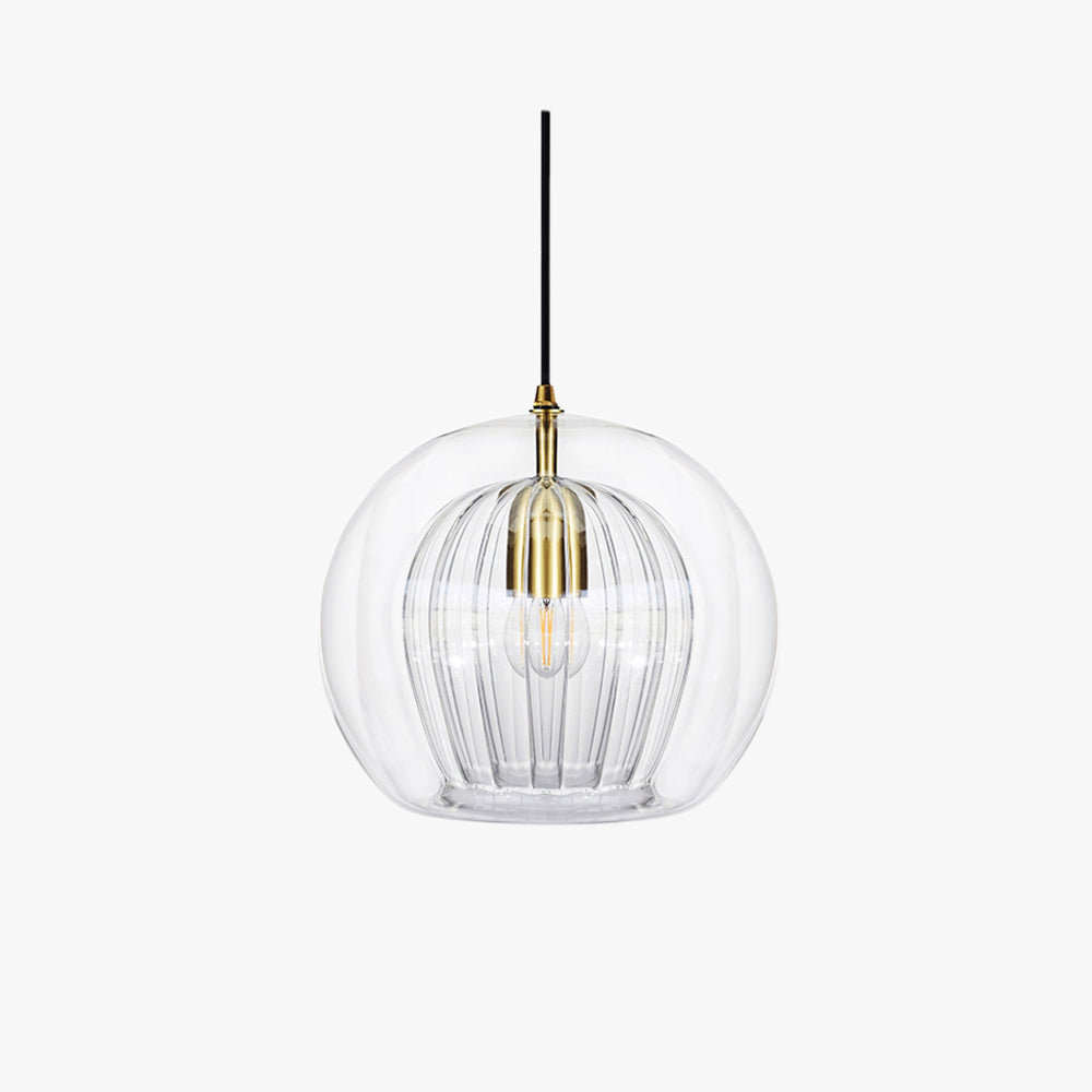 Clear Amber Glass Globe Pendant Light Hanging Ceiling Light